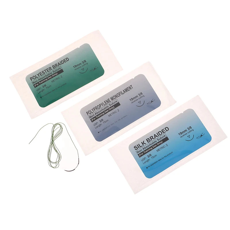 10Pcs 75cm 2/0 3/0 4/0 Medical Surgical Suture Nylon Silk Polypropylene Polyester Monofilament Thread Suture Teaching Exercises