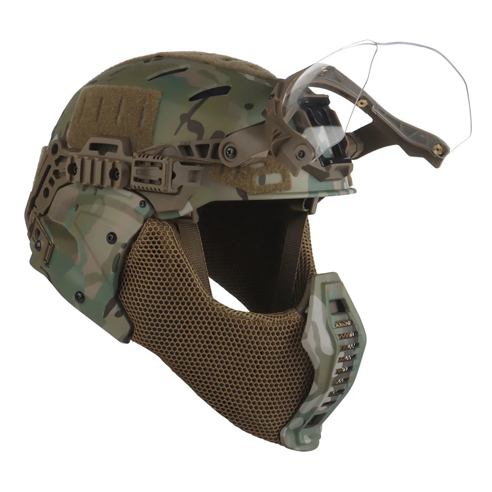 Tactical Full Protection Wendy 3.0 Helmet with Half Face Mask Mouthguard/Flip Goggles/Ear Cover Hunting Airsoft Training Gear