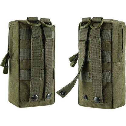 2 Pack Molle Pouches Tactical Compact Water-Resistant EDC Waist Bag Hunting Small Utility Pouch With Grimlock D-ring Buckle