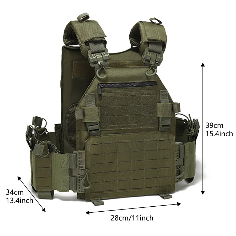 Multi Functional Quick Release Vest Laser Cutting MOLLE Hunting Vest Waterproof and Wear-Resistant Outdoor Training Vest