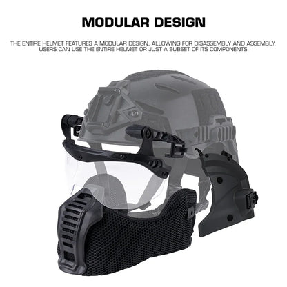 Tactical Full Protection Wendy 3.0 Helmet with Half Face Mask Mouthguard/Flip Goggles/Ear Cover Hunting Airsoft Training Gear