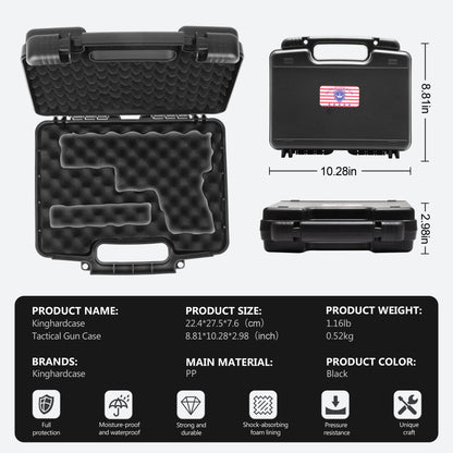 Pre-Cut 9mm Gun Case with 1 TSA Lock, Lockable Hard Handgun Case for Pistols & Revolvers – Shockproof, Portable Gun Storage & Transport
