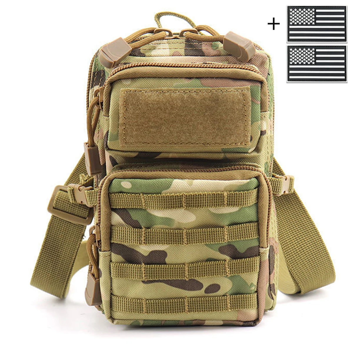 MOLLE accessory waist bag, suitable for crossbody and handheld storage, equipped with buckle straps and layered design