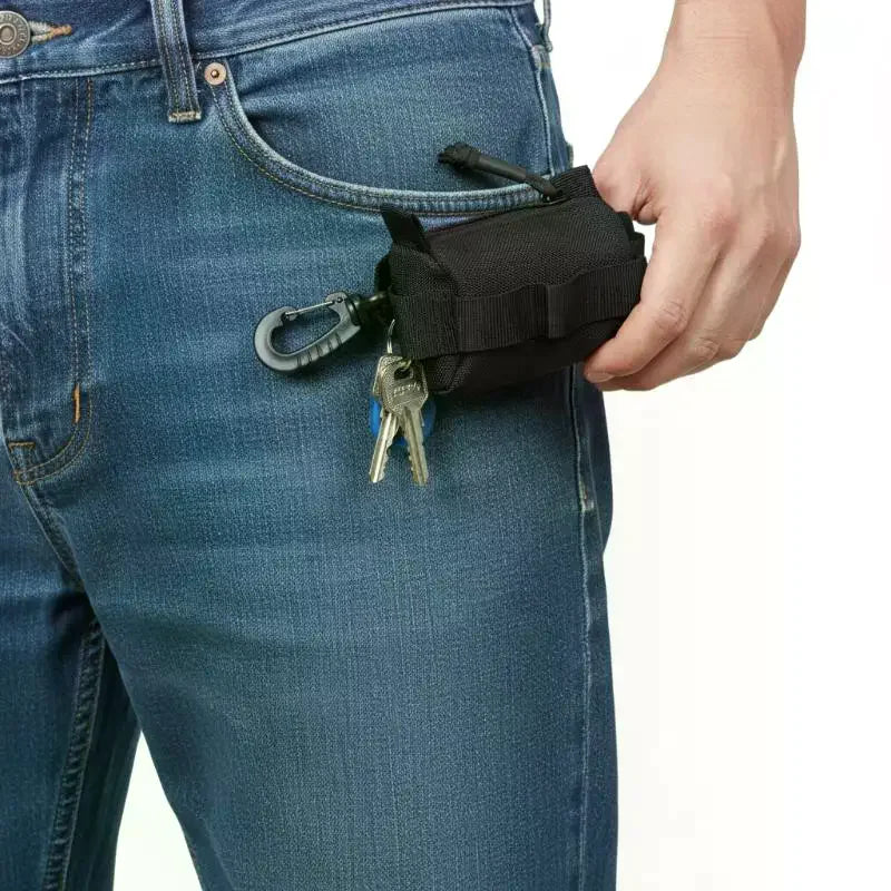 Outdoor Buckle Bag EDC Pouch Zipper Key Holder Pocket Portable Wallet for Small Tools Travel Gear