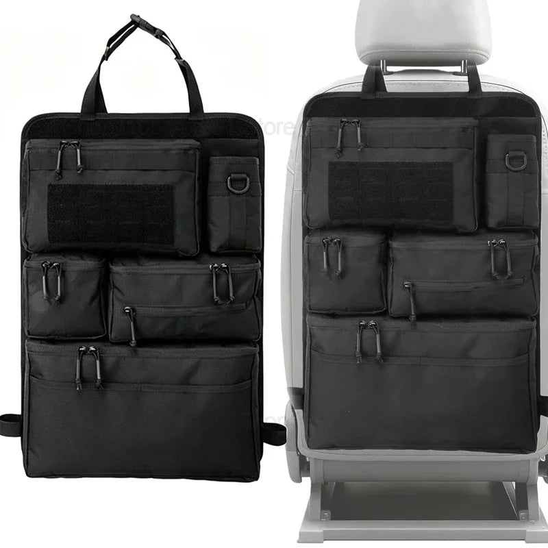 Tactical Car Seat Organizer with Multiple Pockets, Vehicle Backseat Storage Bag witth Cup Holder Hanging Rear SeatBag