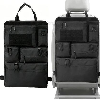 Tactical Car Seat Organizer with Multiple Pockets, Vehicle Backseat Storage Bag witth Cup Holder Hanging Rear SeatBag