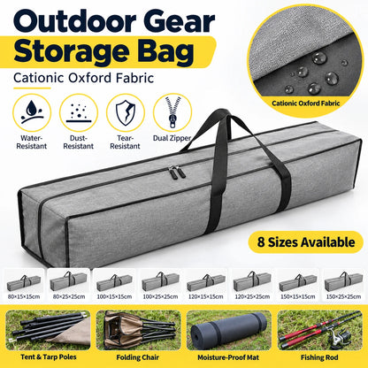 Cationic Oxford Fabric Outdoor Gear Storage Bag Large Rectangular Camping Equipment Carry Bag Dual Zipper Water-Resistant
