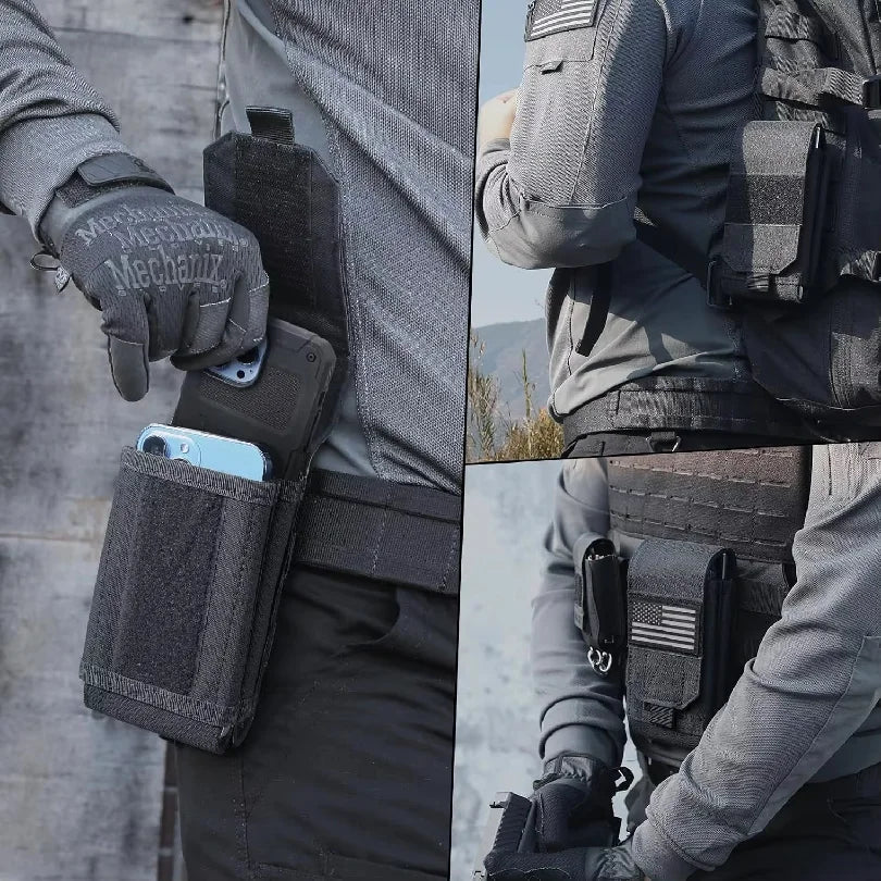 Double Molle Laser Cell Phone Pouch Tactical Belt EDC Pouch Holder Waist Accessories Bag Outdoor Camping Mobile Phone Pack Bag