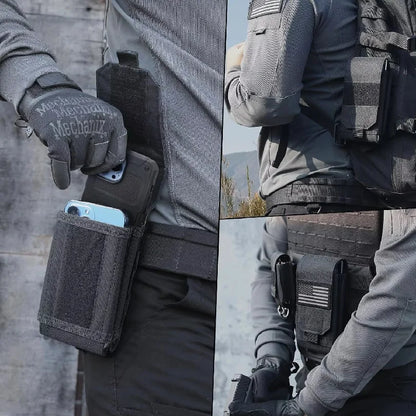 Double Molle Laser Cell Phone Pouch Tactical Belt EDC Pouch Holder Waist Accessories Bag Outdoor Camping Mobile Phone Pack Bag