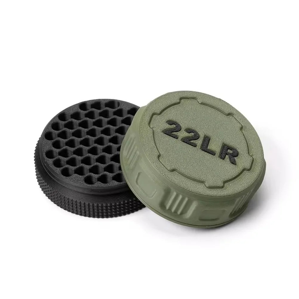 New 22LR Tactical Ammo Box, Pocket-sized, Holds 50 Rounds, with Secure Screw Cap, Durable, Suitable for Small Caliber Ammuniti