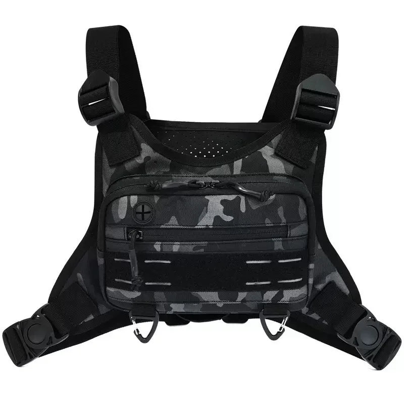 Tactical Front Chest Rig Bag Vest for Camping Hunting Shoulder Bag Men Fishing Cycling Reflective Travel Backpack Fanny Pack