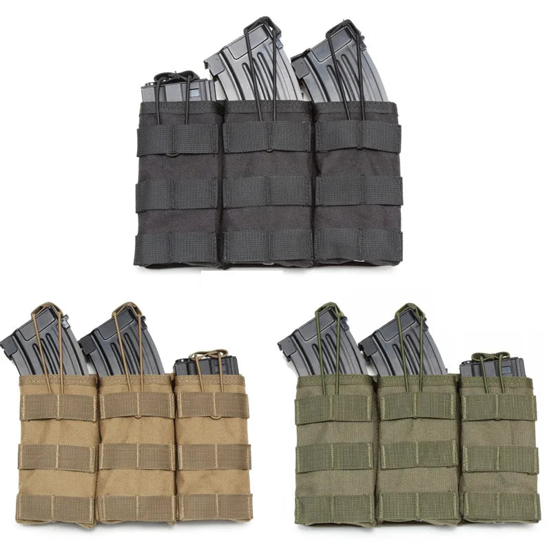 Triple Magazine Pouchs Molle Pouch 7.62 AK 74 47 AR15 M4 5.56 Rifle Ammo Mag Bag Airsoft Gun Accessories Torch Holster