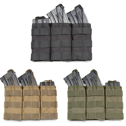 Triple Magazine Pouchs Molle Pouch 7.62 AK 74 47 AR15 M4 5.56 Rifle Ammo Mag Bag Airsoft Gun Accessories Torch Holster