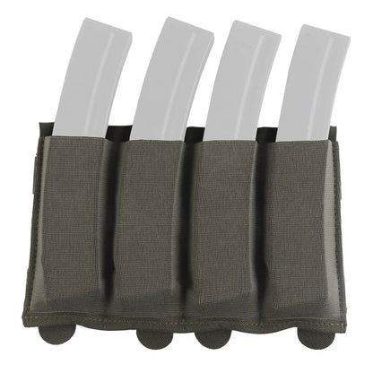 Lightweight 5.56/9mm Quadruple Mag Pouch Elastic Retention System MOLLE Modular Mount Multi-Gear Fit Shooting Hunting Training