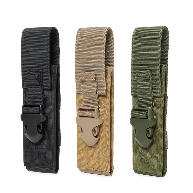 Tactical Molle Flashlight Pouch Torch Holder Case EDC Tool Waist Bag Outdoor Sports Camping Hiking Hunting Light Holster Pouches