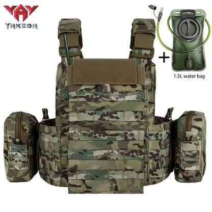 YAKEDA multifunctional portable hunting vest with 1.5L water bag and built-in water bag compartment at the back