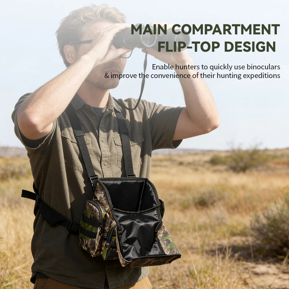 PSKOOK Binocular Harness Chest Pack with Rangefinder Pouch Bird Watching Binocular Case Bino Bag for Outdoor Sports