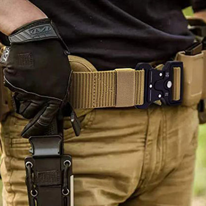 Men's Hunting Belt Quick Release Alloy Buckle Outdoor Sports Hiking Camping Belt Durable Waist Belt for Adventure Activities