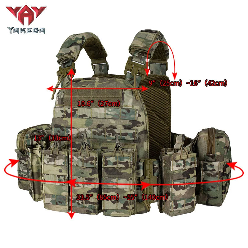 YAKEDA Chaleco Tactico Vest Outdoor Hunting Plate Carrier Quick Release Protective Adjustable Vest Airsoft