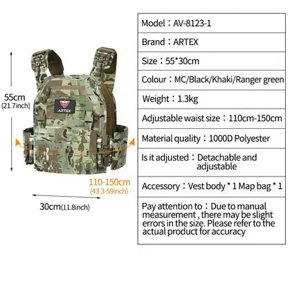 ARTEX Tactical Vest Outdoor Hunting Plate Carrier Protective Adjustable Vest Airsoft Carrier Combat Equipment 6094 vest