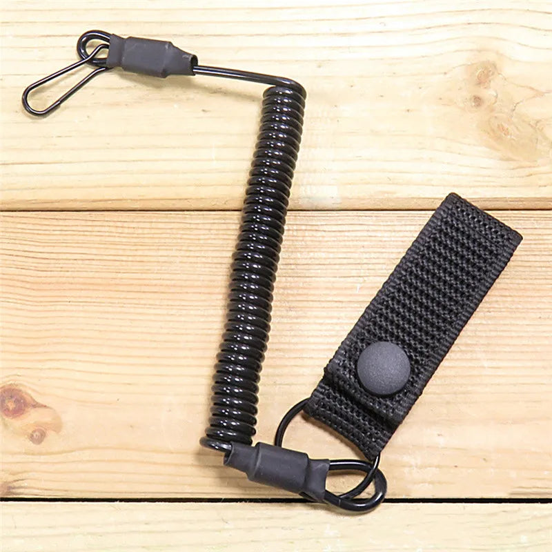Elastic Lanyard Rope Tactical Anti-lost Spring Safety Strap Gun Rope For Key Ring Chain Flashlight Hunting Accessories