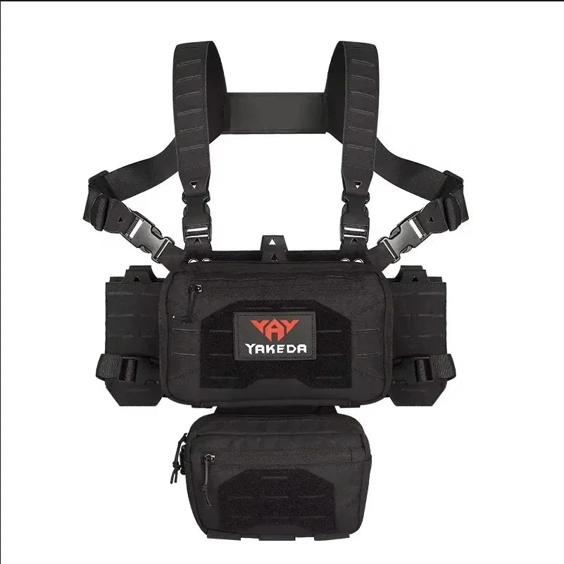 YAKEDA Tactical Chest Rig 1000D Laser-Cut Multifunctional Adjustable Tactical Outdoor Vest with Mag Pouches