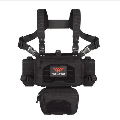 YAKEDA Tactical Chest Rig 1000D Laser-Cut Multifunctional Adjustable Tactical Outdoor Vest with Mag Pouches