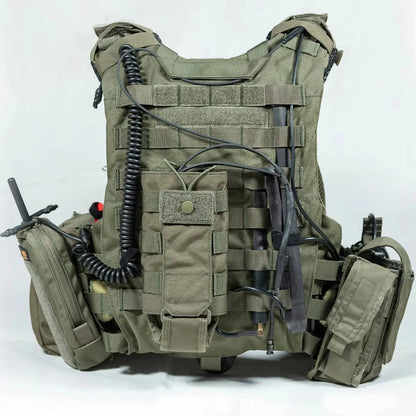Tactical Quick-Release Vest Set Airsoft Adjustable Flame-Retardant Compact Vest with Magazine Pack Walkie-Talkie Bag for Hunting
