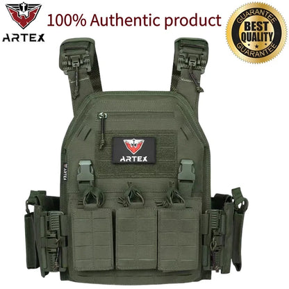 Tactical Vest Paintball Plate Holder 1000D Fabric Quick Releaseable Plate Carrier Laser Cut Platewith Triple Magazine Pouch