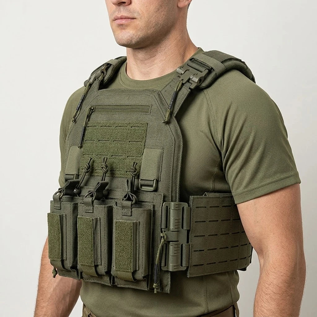 Wear-resistant Quick-release Laser-cut MOLLE System Outdoor Hunting Training Tactical Vest Made of Nylon Material