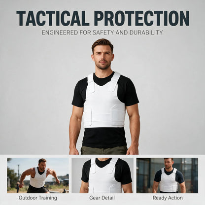 Outdoor hunting vest with white frame and adjustable nylon waistband