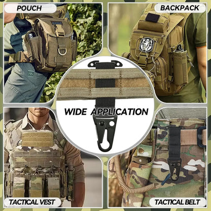 2PCS Sport Belt Clip T-Mount Molle Clip Hanging Carabiner Webbing Clip for Outdoor Backpack Vest Belt Hunting Accessories