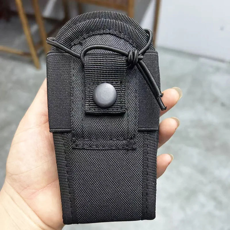 600D Tactical Walkie Talkie Pouch Black Oxford Molle Radio Pouch Portable Outdoor Hunting Sports Phone Holder Interphone Holster