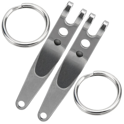 2Pc Outdoor Belt Clip Stainless Steel Suspension Pocket Clip Key Holder with Keychain Mini Suspension Clips Keychain Pocket Clip