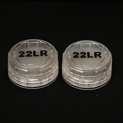 55-round ammo capacity; suitable for .22LR cartridges; portable pocket ammo storage box; translucent plastic material