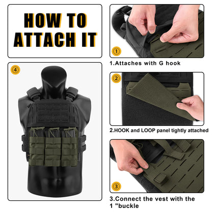 KRYDEX Tactical MOLLE Front Panel Detachable Flap Adapt G Hook Buckle For Hunting Vest Plate Carrier Chest Rig Accessories