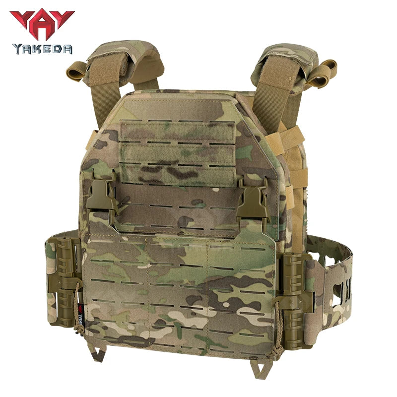 YAKEDA Plate Carrier Camo Tactical Vest CP Color Hunting Vest with Laser Cut Molle for Training and Personal Defense Equipment