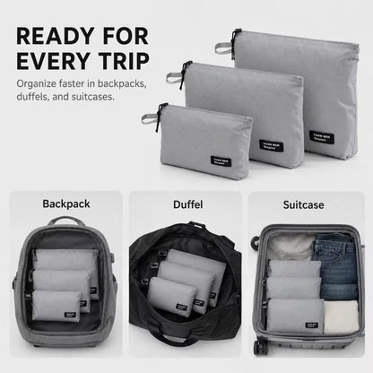 3PCS Ultralight Waterproof Travel Pouch Set 15D Silicone Coated Nylon Organizer Bags for Camping Hiking Backpack Packing