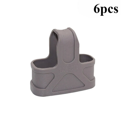 6pcs Tactical 5.56 Fast Magazine Rubber Holster Mag Pull Assist Cage Loops NATO Skull M16 AR15 Paintball Airsoft Gun Accessories