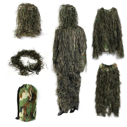 Camouflage Clothing 3D Withered Grass Ghillie Suit 5 PCS Sniper Hunting Suit Hunting Clothes Birding Suit