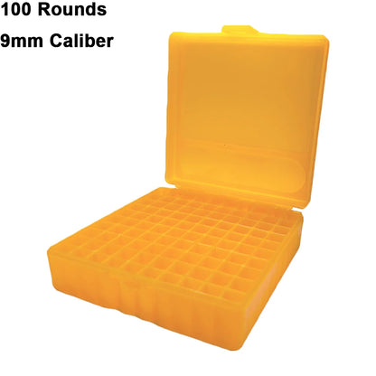 50/100 Rounds Bullet Box Gun Cartridge Shell Holder Portable Ammunition Box Flip-Top for 9mm .223 .38 Ammo Hunting Accessories