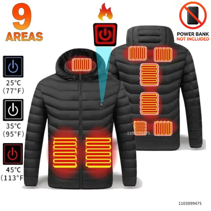 21 Areas Heated Jacket Men Warm Vest USB Self Heating Jacket Women Heated Coat Ski Camping Hiking Winter Cotton Clothes Washed