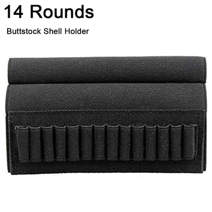 12/14 Rounds Tactical Rifle Ammo Pouch Buttstock Shell Holder Cartridge Carrier Utility Bullet Bandolier Carrier for .223/.30Cal