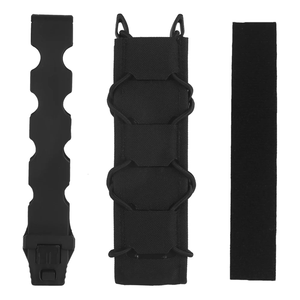 Tiger V2 Long Single Magazine Pouch Quick Release MOLLE Hook-Loop Clip Mag Carrier Holder Extended Mag MP5 MP7 MP9 UMP45 MPX