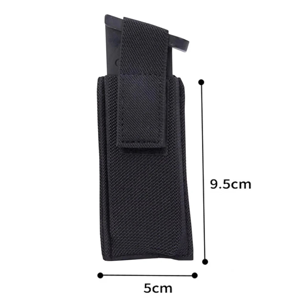 9mm Pistol Magazine Pouch Concealed Carrier Extra Single Pistol Magazine Carrier Horizontal Pouch with Safety Hook and Loop