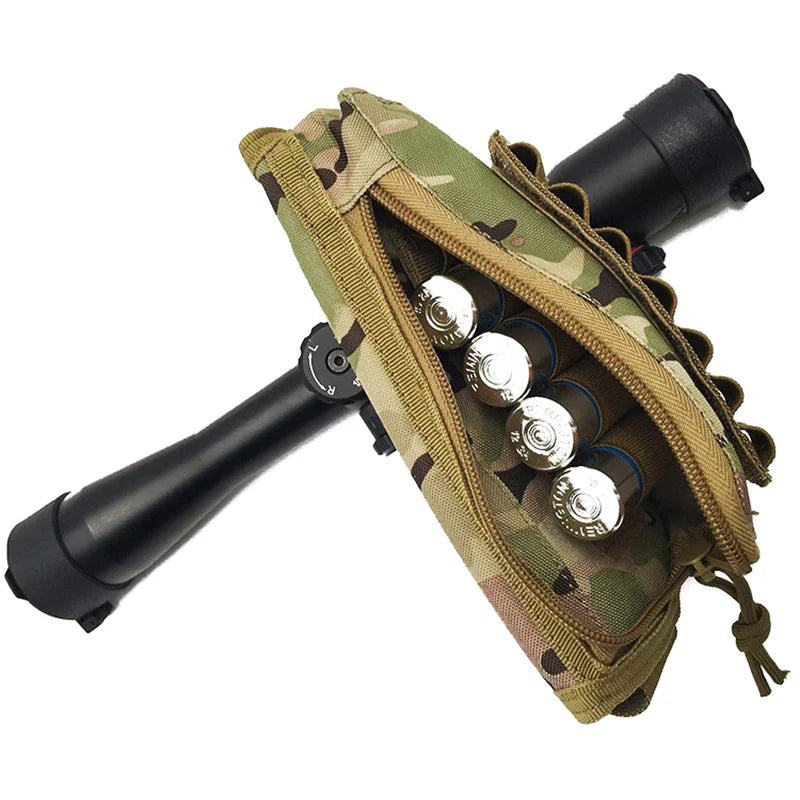 Tactical Muti-functional Hunting Zipper Rifle Buttstock Pack Bag Cheek Pad Rest Shell Mag Ammo Pouch Pocket Magazine Bandolier