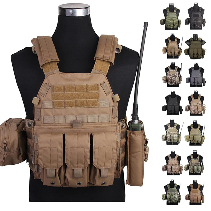 Emersongear For LBT6094 Style Plate Carrier W/3 Pouches Hunting Vest Protective Gear Body Guard Armor Hiking