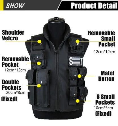 Multi Pockets Tactical Vest Hunting Outdoor Waistcaot SWAT Training CS Game Waist Coat Paintball Modular Security Guard Vests