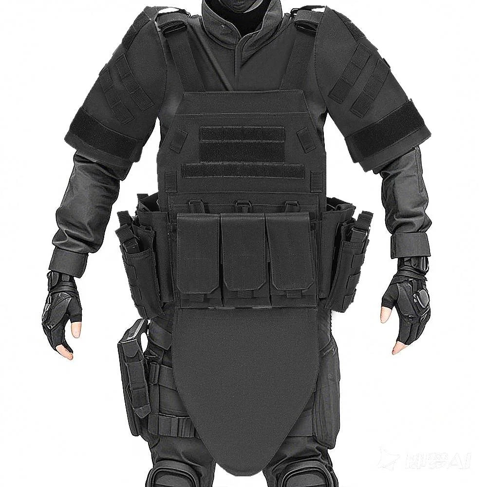 Tactical Equipment Guards Outdoor Training Protective Gear 2x MOLLE Shoulder Pads + 1x Crotch Pad with Hook & Loop Fastener