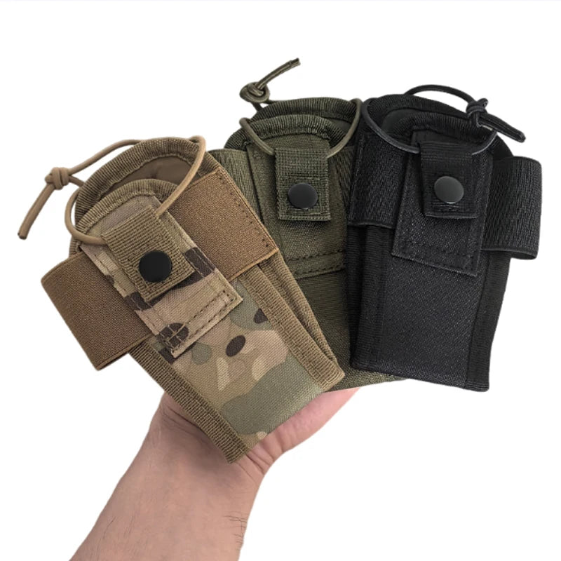 Tactical MOLLE Walkie Talkie Holder Bag Adjustable Two Way Radio Cover Case Outdoor Vest Accessory Pouch